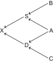 Arrow diagram showing flow of genes